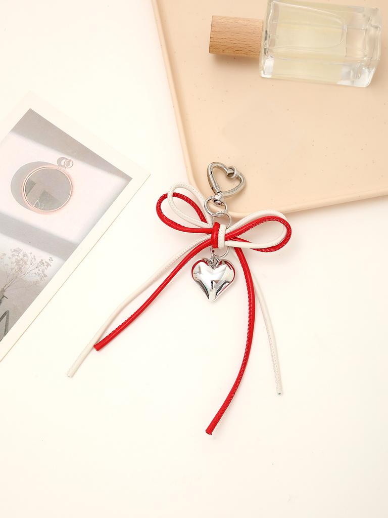 Ins New Leather Rope Love Bow Pendant Phone Case Keychain Hanging Accessories Love Buckle Phone Hanging Rope