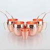 Moscow Mule Mug Set with Straw Copper Plated Hammered 350ml - 304 Stainless Steel Mini Cups with Gift Box for Bar and Home