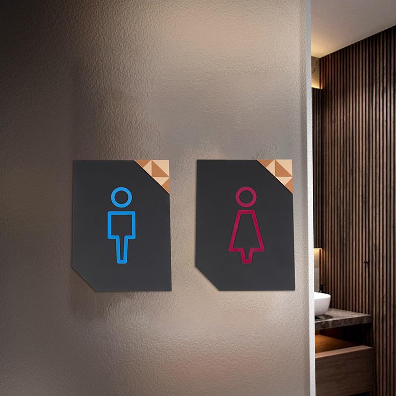 Bathroom Instruction Sign Restroom Signage Wc Wall Sticker Hotel Restaurant Public Shope Toilet Signage