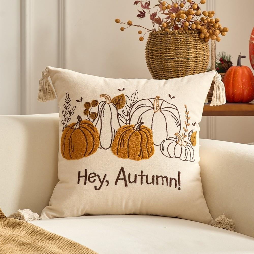 Maple Leaves Throw Pillow Cover Pumpkin Tufted Autumn Pillowcase Plush Pillow Covers  Fall Decor