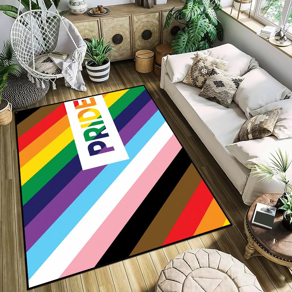 Flaga Tęczowa LGBT Pride Mata pod Drzwi Wejście Antypoślizgowa Zmywalna Dywanik Kuchenny Dywanik do Salonu Przedpokoju Dekoracja Łazienki