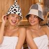 Leaf Pattern Polka Dot Sauna Cap Snowflake Felt Sauna Cap New Steam Room Cap  Bathroom Accessories