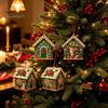 Personalized Room Ornament DIY Christmas Faux Pearl Art Painting Hanging Pendant Kit, 3D Bead Gingerbread Handmade Assembly Model House Miniature
