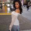 Women Sexy One Off Shoulder Basic Top Long Sleeve Sexy Top Y2K Slim T-Shirts