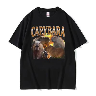 Wildtier Wasserschwein Lustiges Meme Merch T-Shirt Unisex Damen Cartoon Mode High Street Übergroßer Komfort T-Shirts Hohe Qualität T-Shir