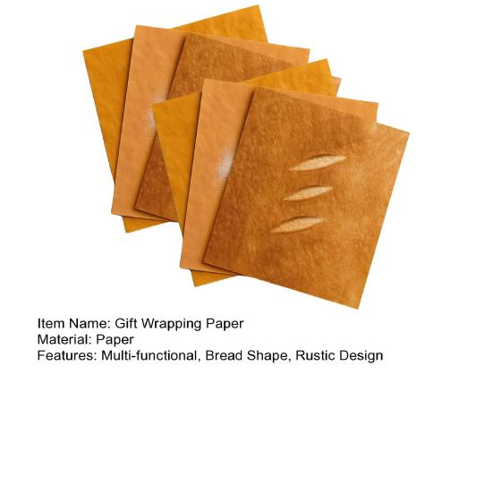 Bread-Shaped Gift Wrapping Paper Rustic Bread Baguette Toast Design Packaging Kraft Paper for Weddings Anniversaries Birthdays DIY Crafts