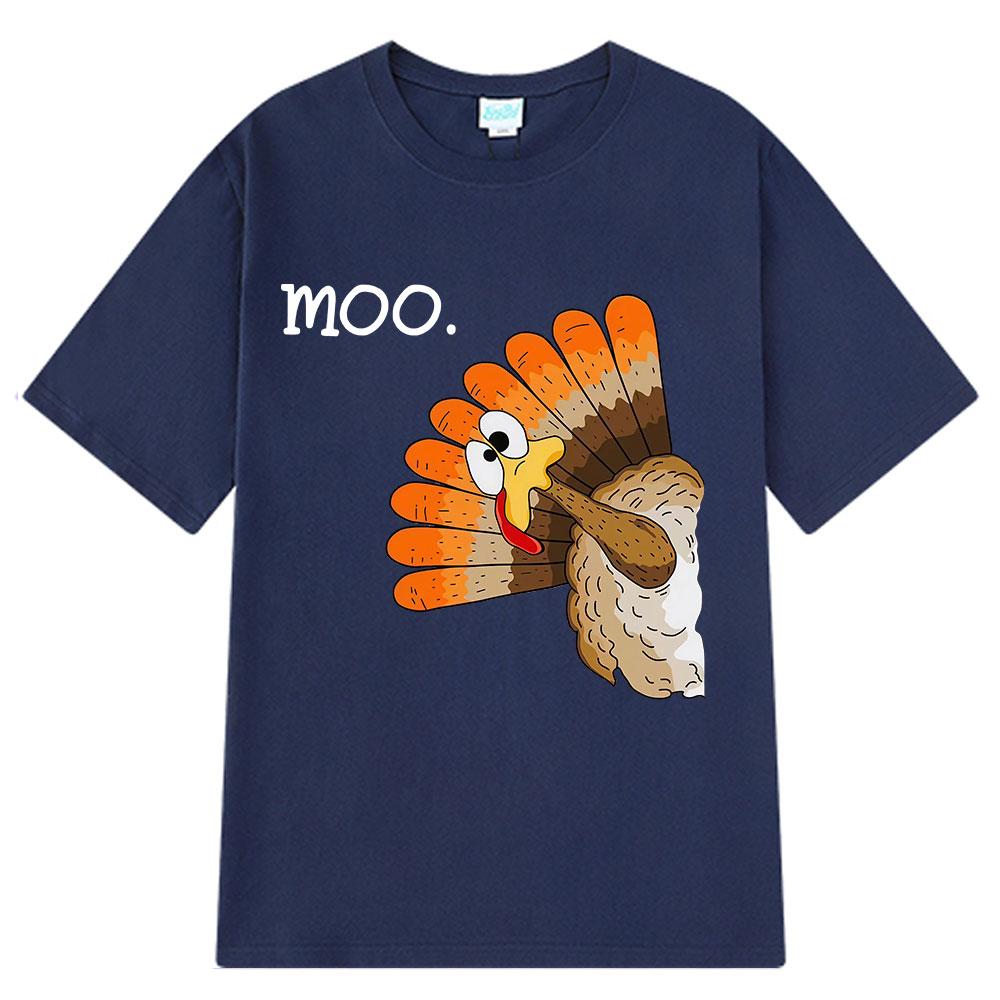 2025 Summer Funny Turkey Moo Funny Meme Tshirt Men Women Harajuku 100 Cotton Hiphop Oversized Streetwear Leisure Tshirts