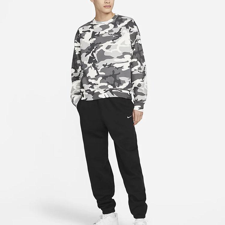 Nike Solo Swoosh Camouflage Fleece Pullover Sweatshirt Men Tops Grey DN1256-133