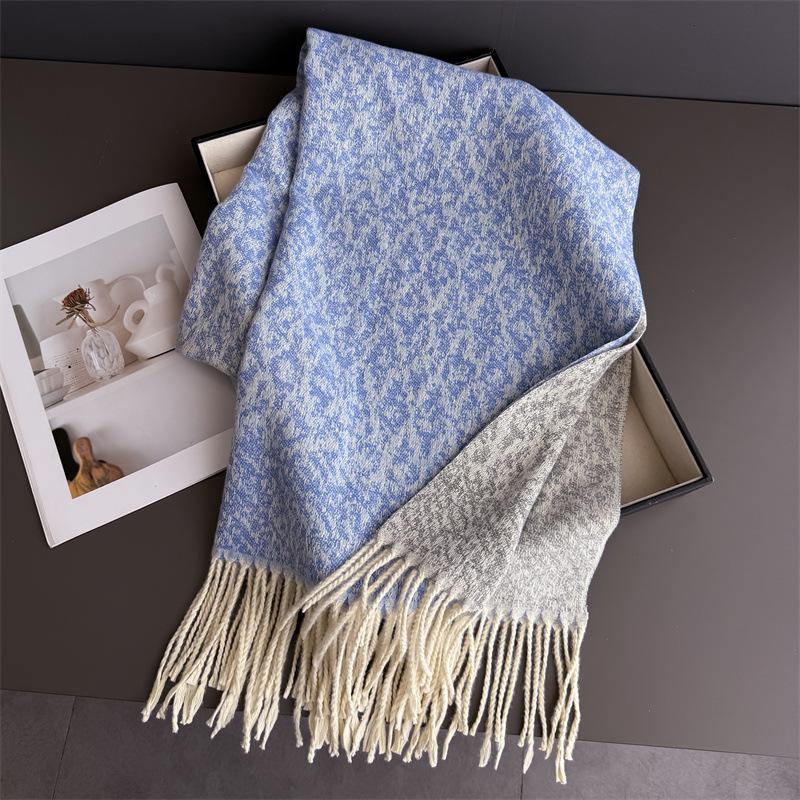 Neck Warmer Scarf For Wome Winter Thickened Tassel Pashmina Shawl Faux Cashmere Warps Autumn Elegant Ladies Blanket For Men