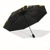 Golden Music Notes Vinyl Record Art Print Umbrella, Cute Umbrella with Cute Design, Portable 3-Fold Compact Umbrella for Men & Women, Valentine's Day