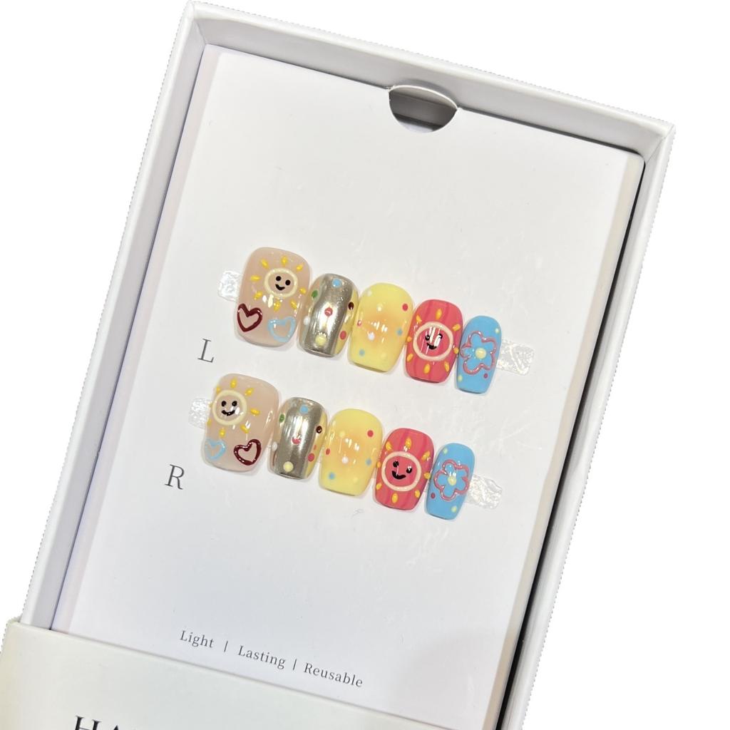 Dopamine Cute Hand-painted Cartoon Manicure Short Wear Nail Pure Handmade