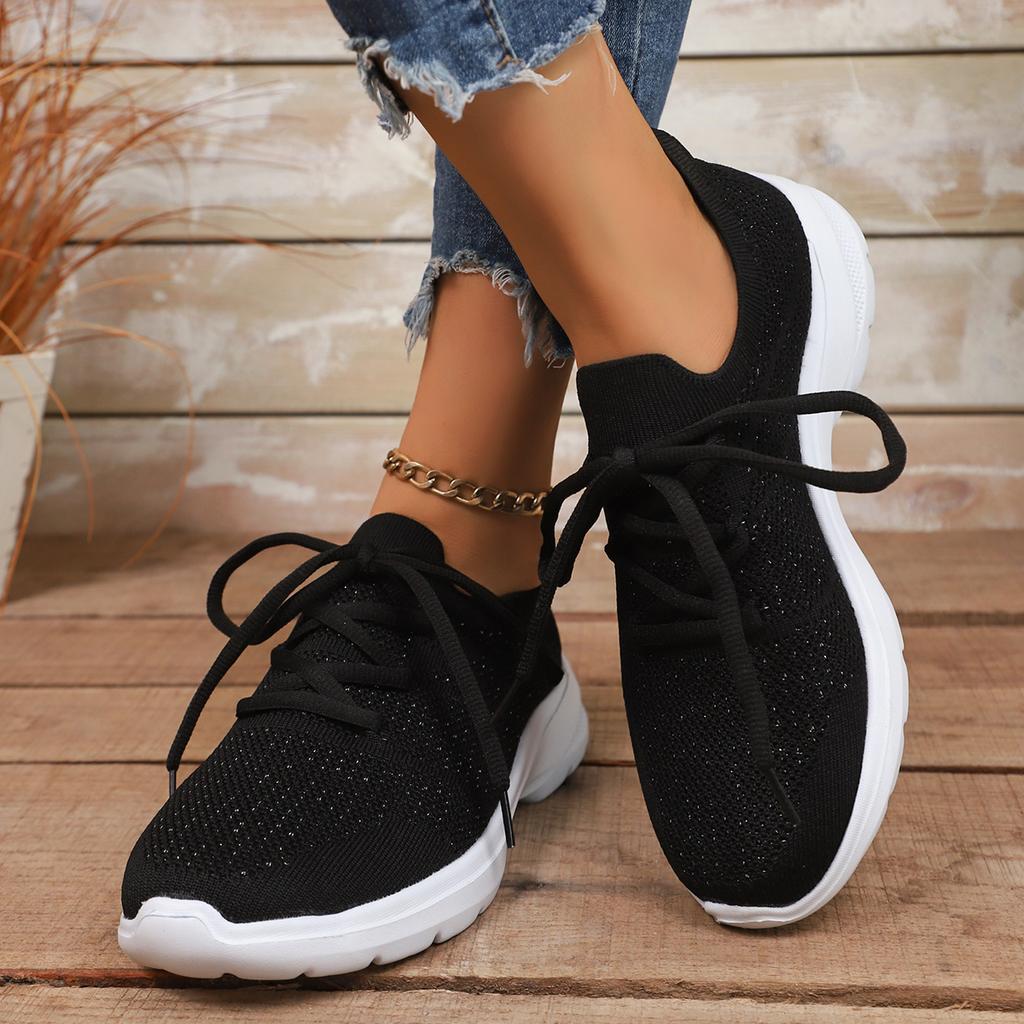 Fashion Breathable Knitting Running Shoes for Women Lightweight Casual Sneakers Woman Comfortable Slip On Sports Walking Shoes