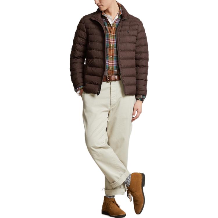 Polo Ralph Lauren Solid Color Zip Neck Casual Padded Jacket Men Jackets Brown MNPOOTW16020928-201