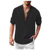 Designer Spring Summer Men's Casual Cotton Linen Color Long Sleeve Shirts Loose Stand Collar Shirts