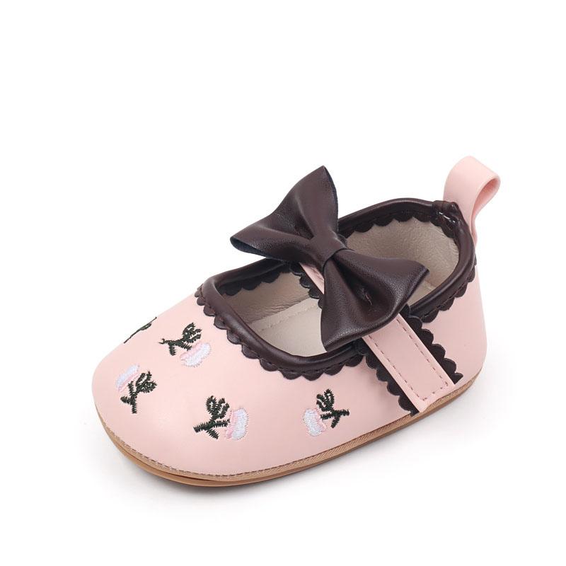 Citgeett Autumn Infant Baby Girls Flats Cute Floral Embroidery Dress Shoes Non-Slip Crib Shoes