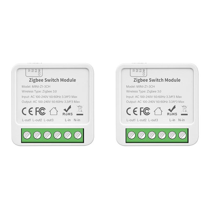 ABGR-2X Tuya Zigbee 3 CH DIY Smart Switch 3-Way Control Light Relay Smart Life Wireless Remote Control Zigbee Switch Module белый