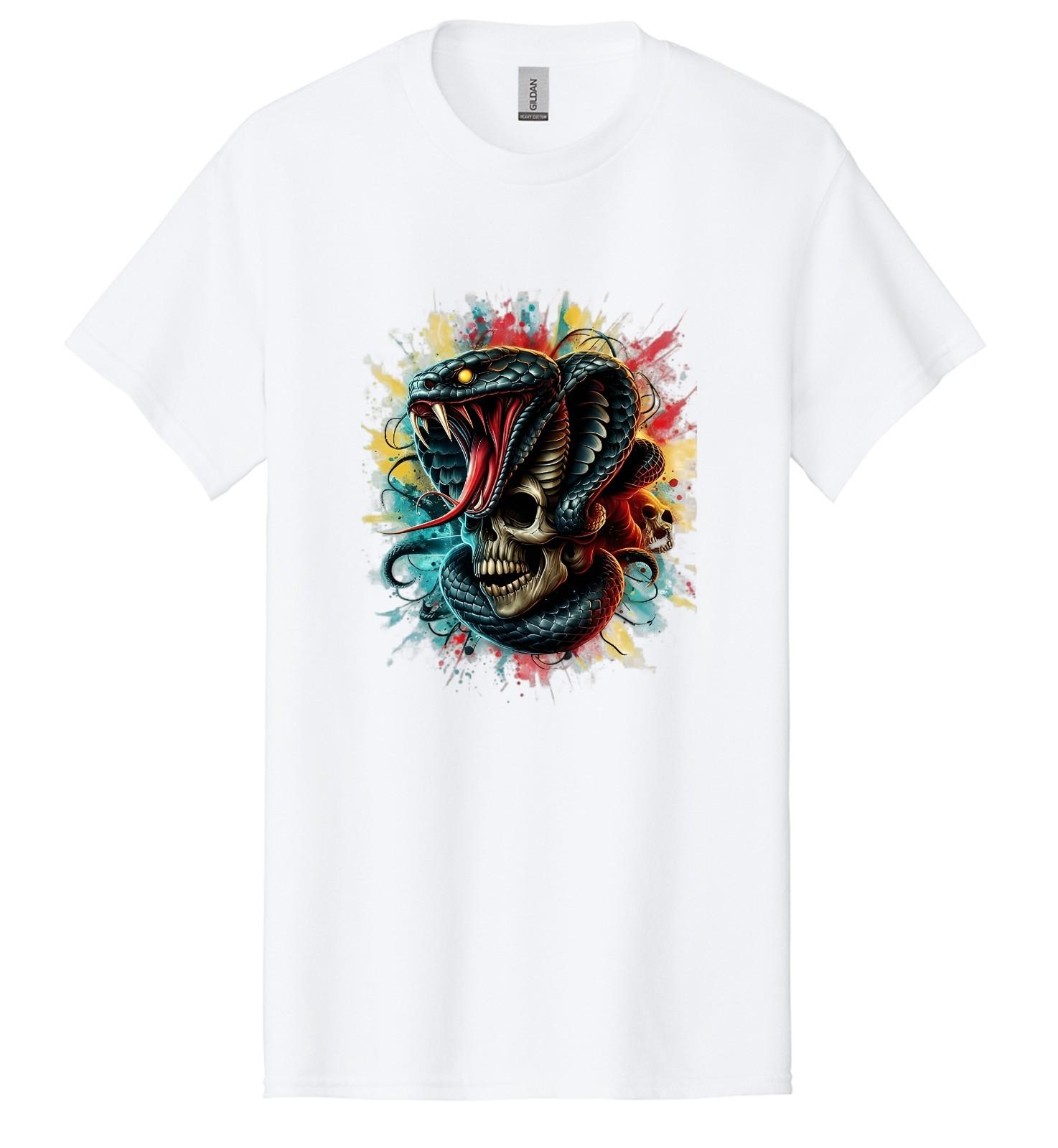 Horror Angry Snake Horror Skull Halloween Party Men s T-Shirt USA New Gift Tee S