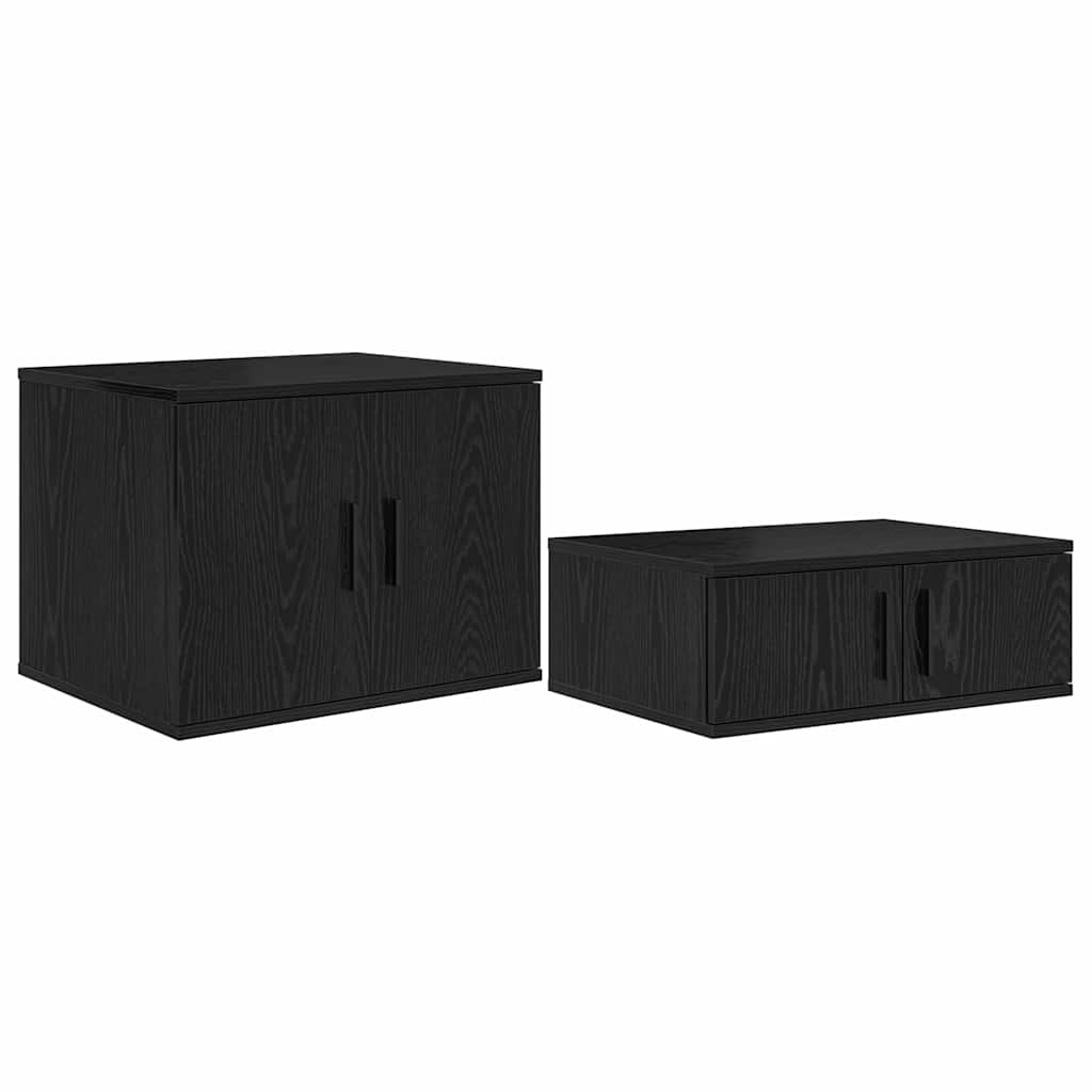 Storage Cabinet 2 pcs Black Oak Effect