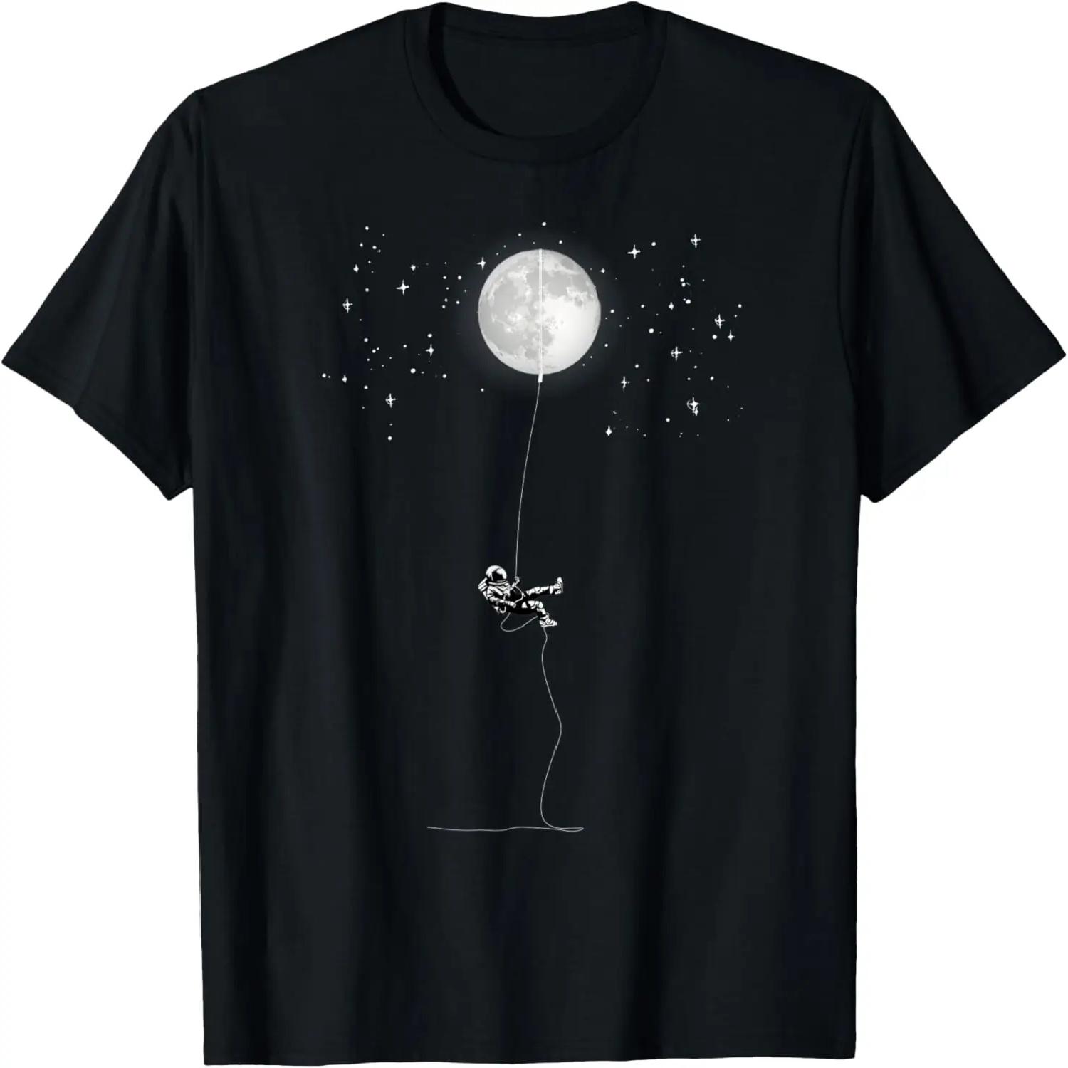 Astronaut Hangs On The Moon Universe Stars Spaces T-Shirt S
