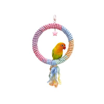 Veilig Kleurrijke Katoenen Papegaai Stok met Schroefkop Flexibele Ophangclip Schommel Kleurrijk Zitstok Stevig Comfortabel Vogel Bijtspeelgoed Klimmen