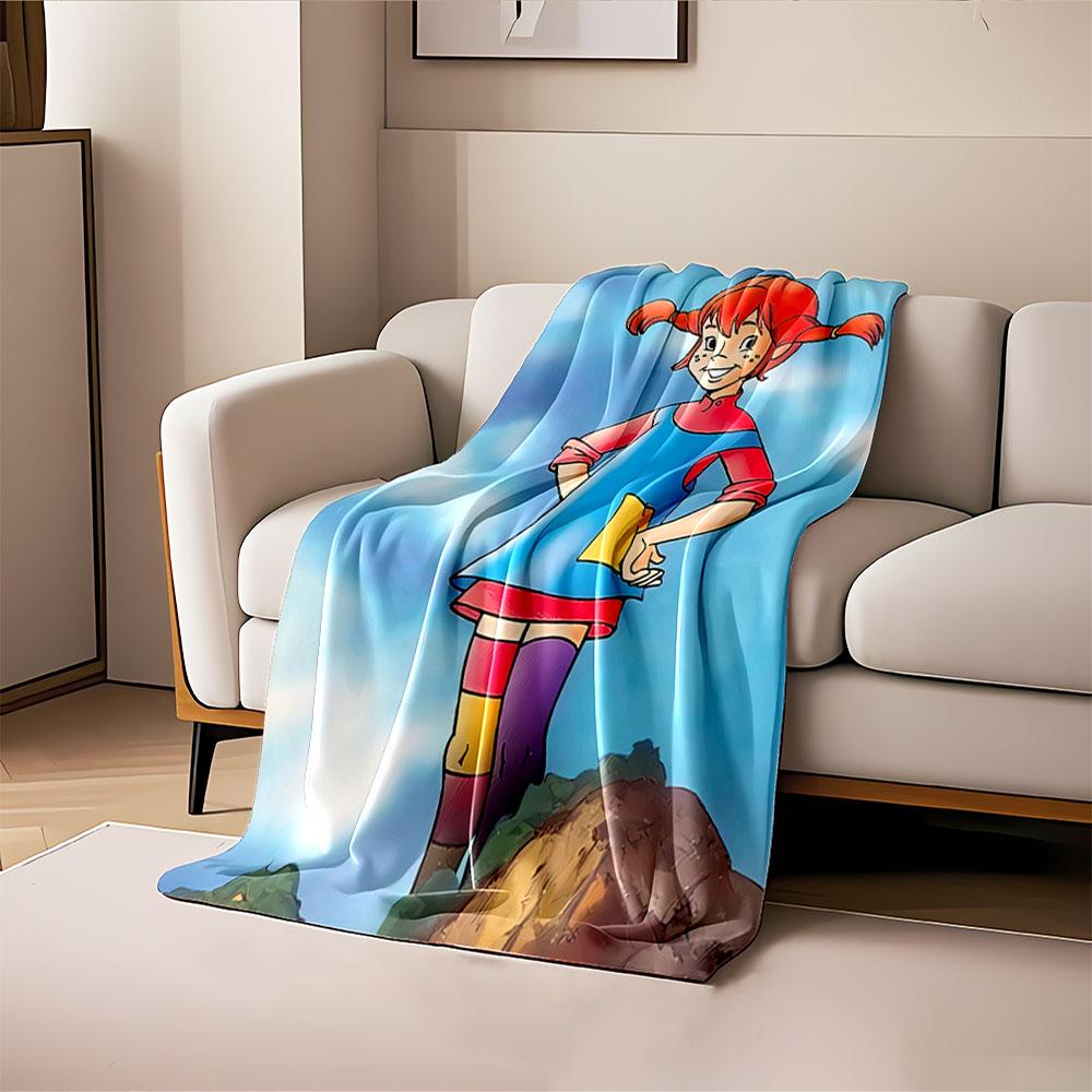 Red-Haired Cartoon Girl Blanket for All Seasons Blanket Lunch Break Throw Gift