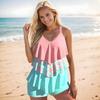 Women's Swimwear Tankini 2 Piece Swimsuit Tricolor Vacation Bathing Suits