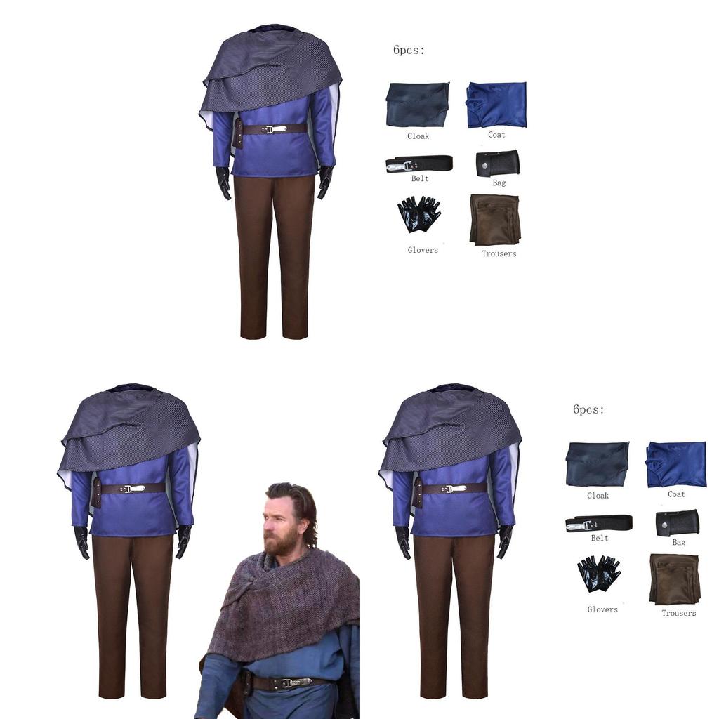 Star Wars Obi Wan Blaue Cosplay-Anzug mit Stammesstil für Kostümveranstaltungen
