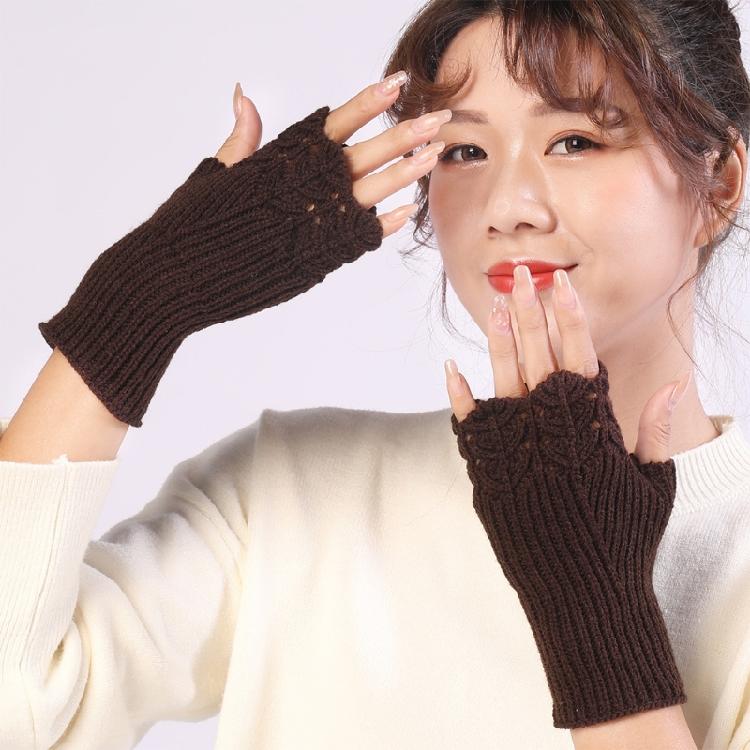 Winter Hand Gloves Soft Warm Gloves Stretchy Fingerless Mittens With Thumb Hole