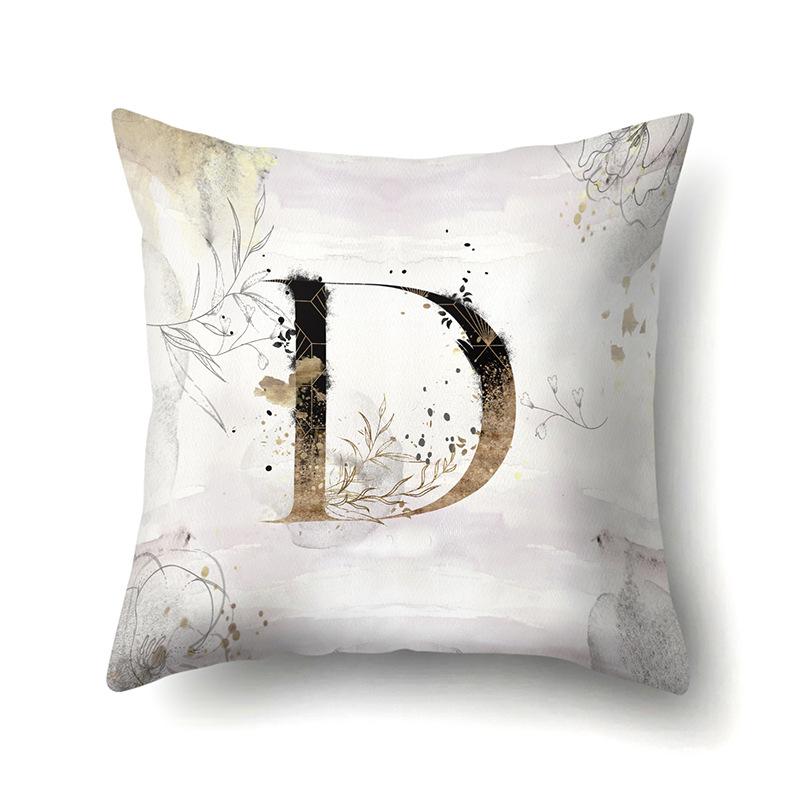 Polyester Pillow Case Car Ink and Ancient Style Home 26 English Letters Printed Sofa Pillow Case