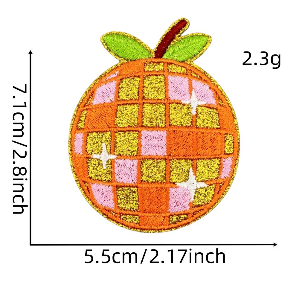Shiny Gold Edged Embroidered Plaid Fruit Patch for Clothing Decoration