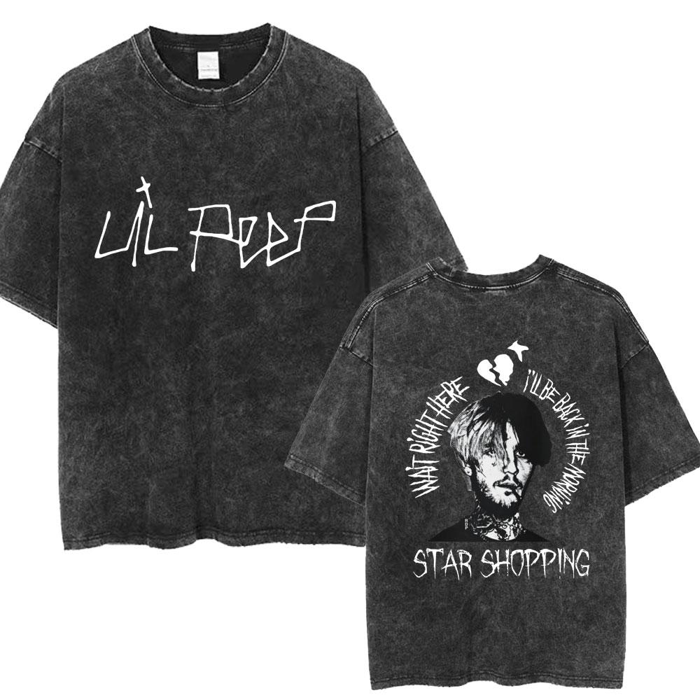 Rapper Lil Peep Hellboy T-shirt Lavata Uomo Donna Hip Hop Harajuku YK T-shirt Casual Ampia Cotone Magliette Estive Streetwear Maschio