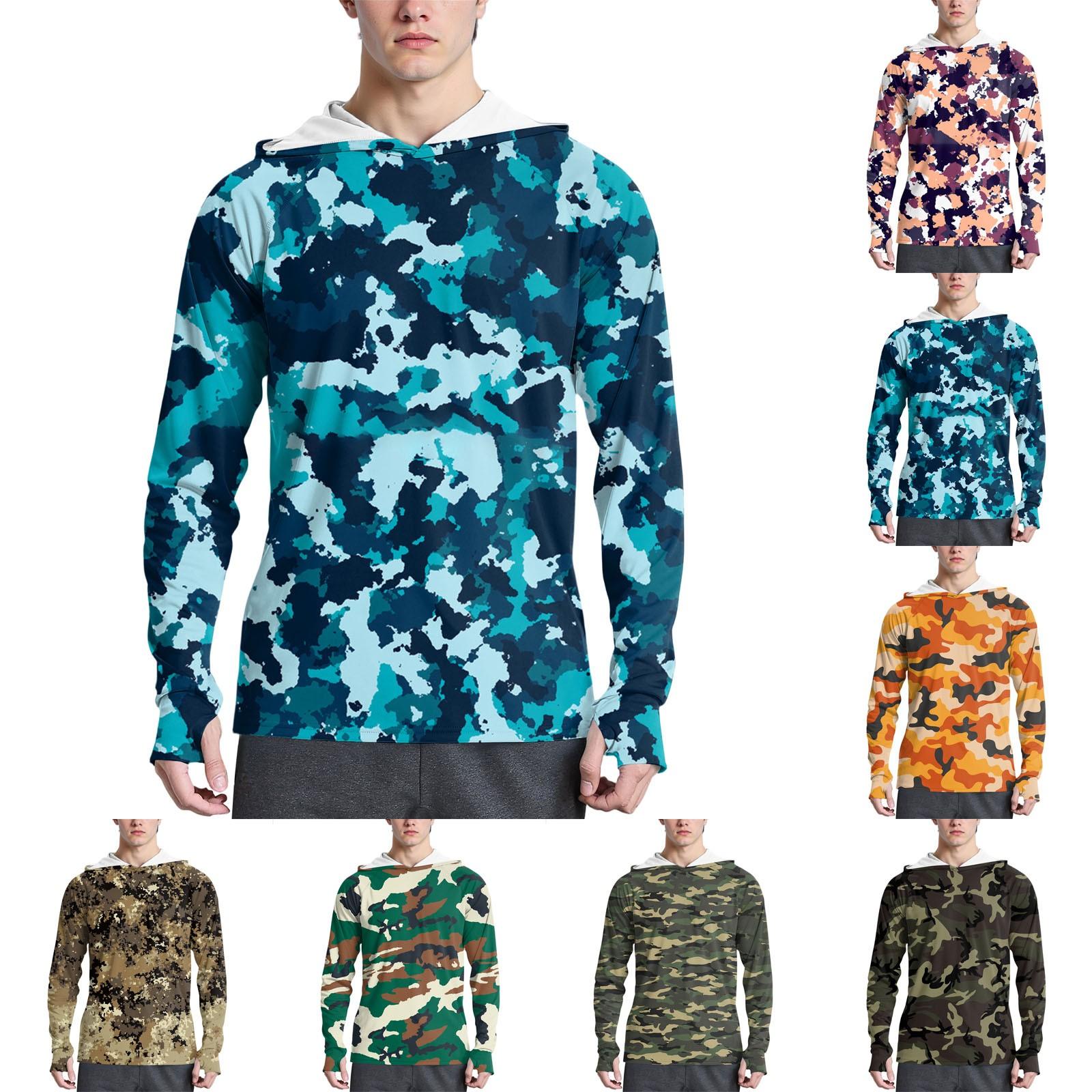 

Men s Fashion Printed Long Sleeve Shirt SPF/UV Hoodie M