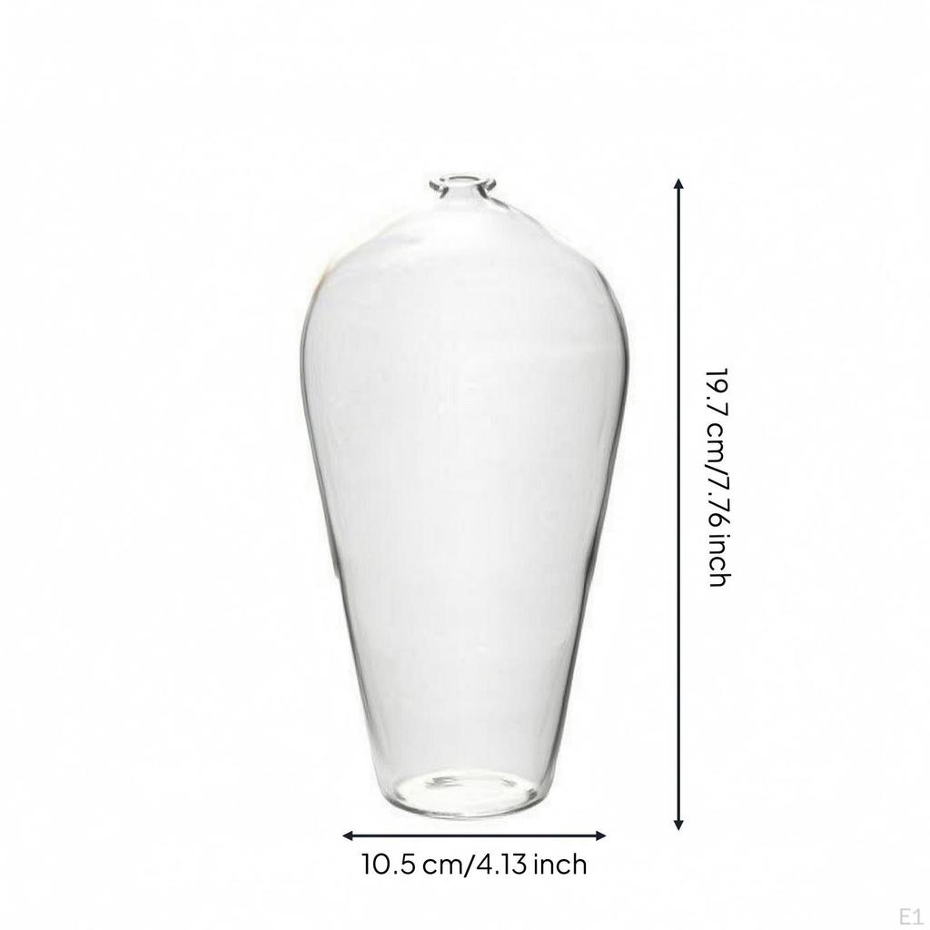 Clear Glass Vase Stable Flat Base Small Transparent Decor Piece for Floral Arrangements,