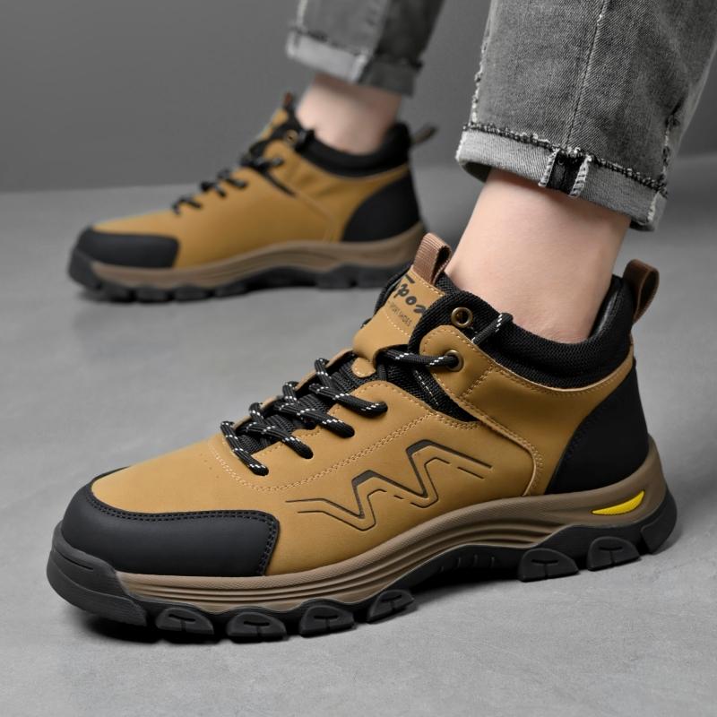 

Men s Outdoor Lace-up Casual Hiking Shoe Comfortable Anti-collision Toe Breathable Travel Boots Suede High Top Walking Shoes 47 жёлтый