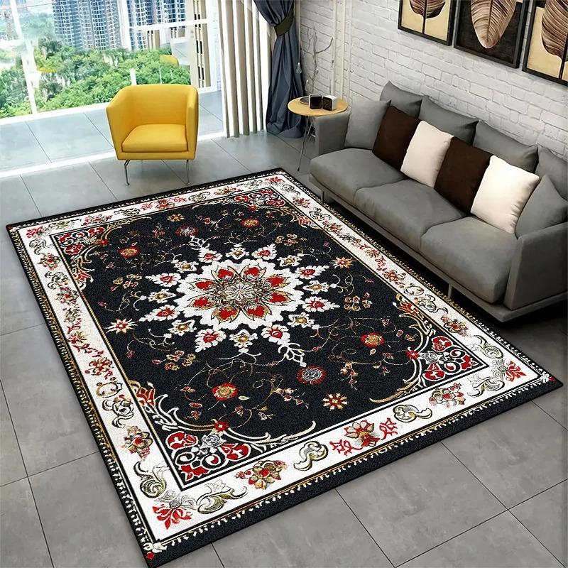 

Persian Luxury Red Area Rug Mandala Large Floor Carpet Living Room Bedroom Bohemian Retro Washable Non-Slip Rug 50cm x 80cm