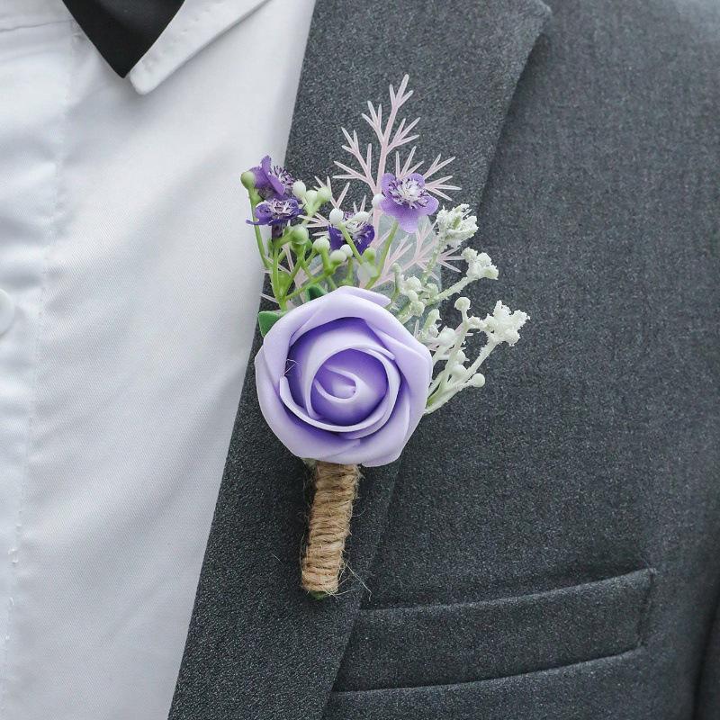 European-American Rose Boutonniere for Groom, Groomsmen, Bride & Bridesmaids – Mori Style Wedding & Party Decoration.