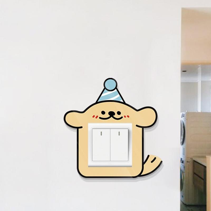 4-Pack Bedroom Switch Stickers Home Decoration Switch Cover Cartoon Cute Puppy Stickers