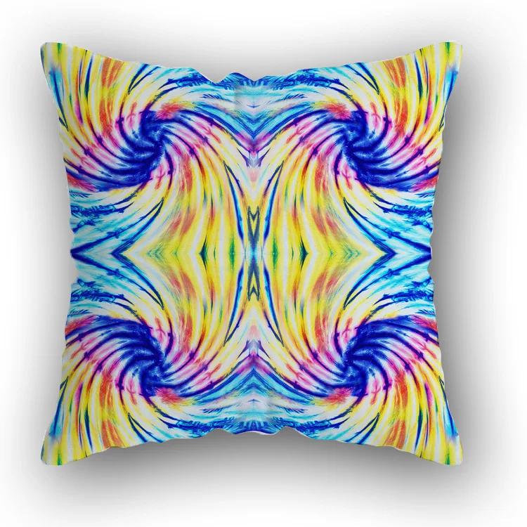 Sofa Bed  Square Pillowcases Home Decor Colorful Swirl  Bedroom Rainbow Decorative