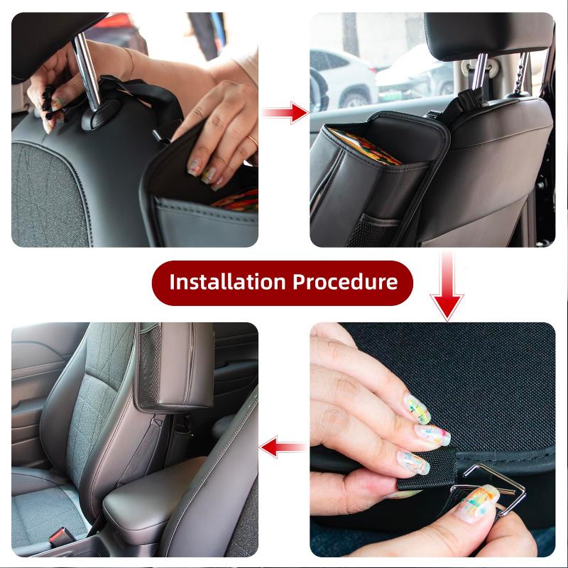Car Seat Side Organizer Multifunctional Tissue Box Holder with Storage Pouch Universal Fit for SUV Sedan Truck Road Trips