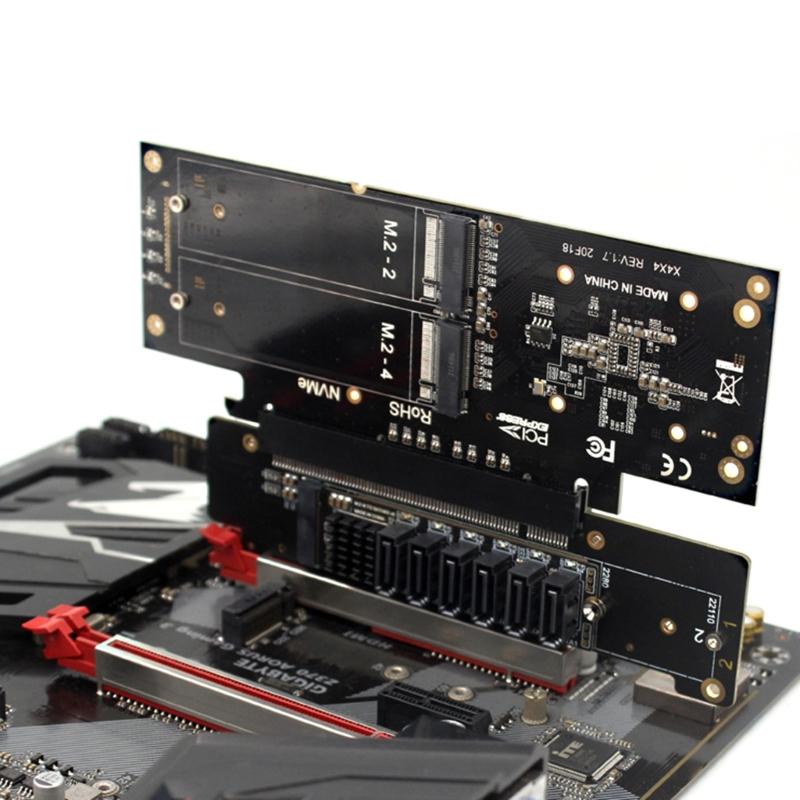 PCIE X16 TO X8+X4+X4 Adapter Card, Support PCIE 4.0 M.2 NVME Port Expansion r Card Strong Compability Module