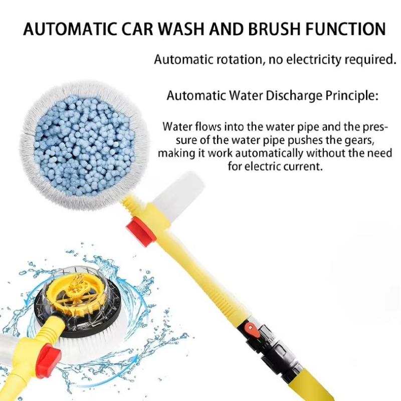 Car Rotating Water Brush Car High-Pressure Water Gun Foam Brush 360-Degree Automatic Rotation Adjustable Immersion Washing Brush