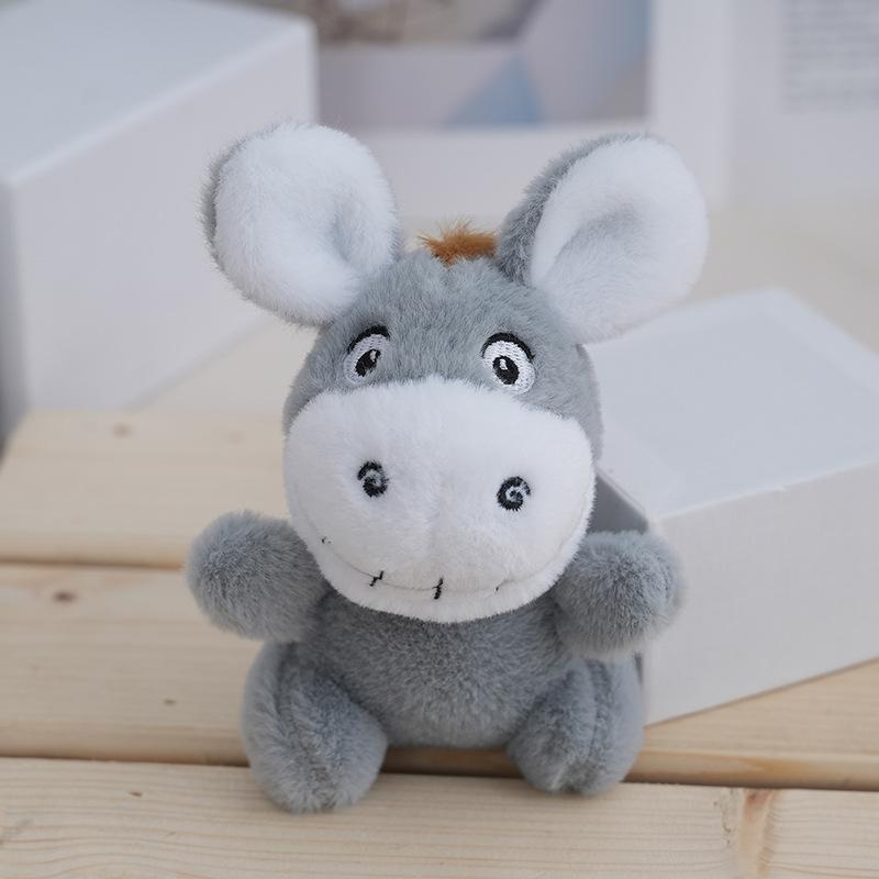 

Cute And Charming Donkey Plush Keychain For Bags Soft And Fluffy Doll Stuffed Gray
