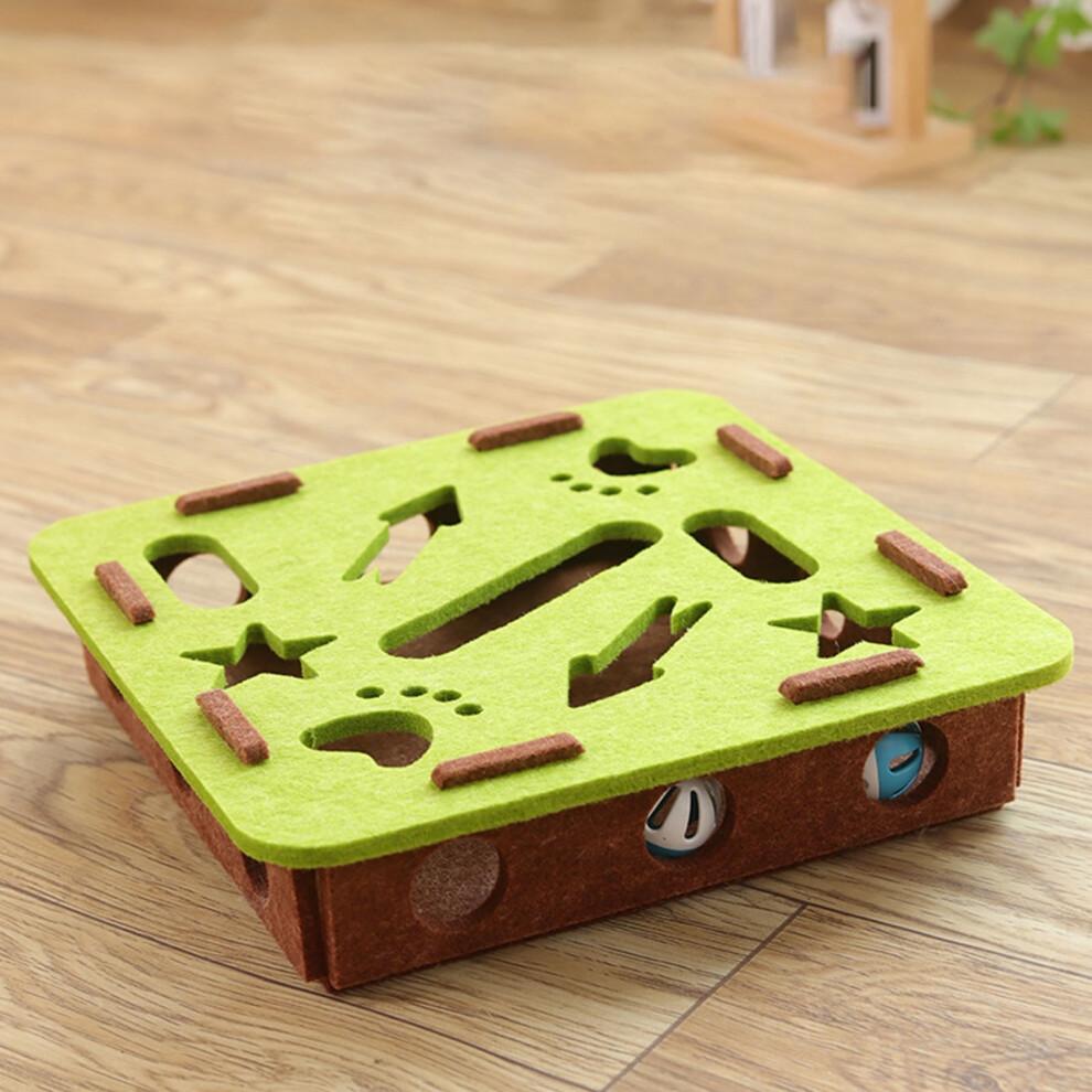 Chew Resistant Felt Cats Toy Interactive Puzzle Puzzle Box With 2 Bells For Indoor Play And Mental Stimulation