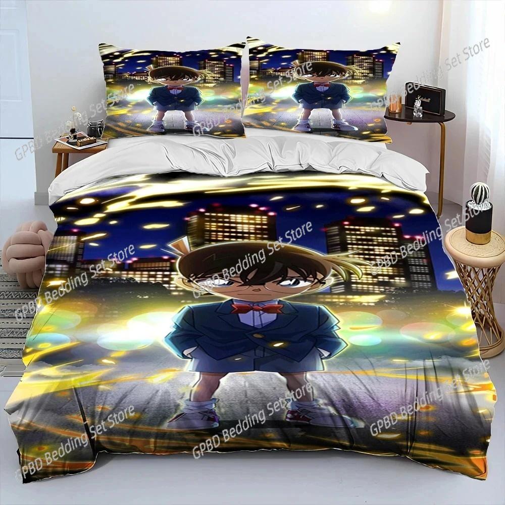 Anime Detective Conan Cartoon Bedding Set Single Twin Double Queen King Cal King Size Bed Linen Set