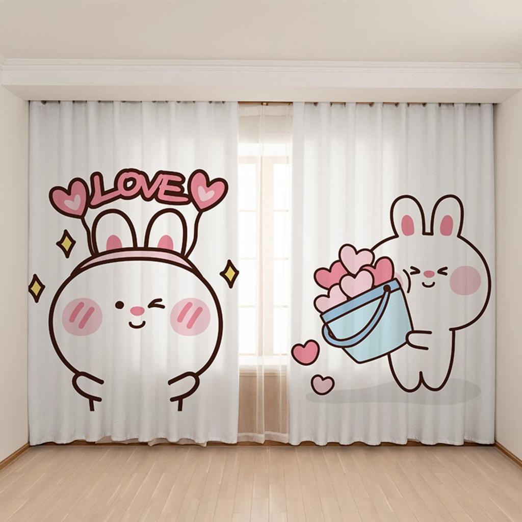 Cute Cartoon Rabbit Children Room High Shading Curtain Bedroom Kindergarten Training Class Early Education Center Blackout Drape