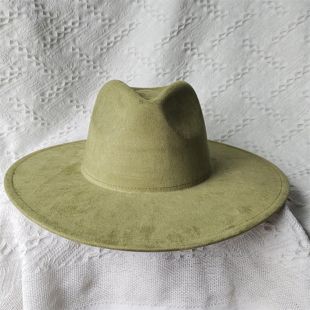 New Color Malachite Green Suede Top Hat Big Edge 9.5Cm Peach Heart Top Jazz Hat Simple And Fashionable