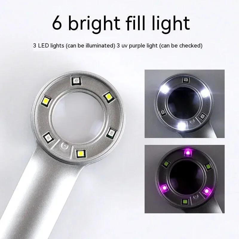 Lupă Portabilă 30x Încărcare USB Pentru Citit Antichități Ochelari Lupă Lumină Violetă UV Verificare Bancnote