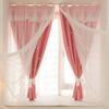 2PCS Finished Curtain Princess Style Ins Blackout Bedroom Hook Curtain Hollow Out Star Cloth Gauze Bay Window Curtain