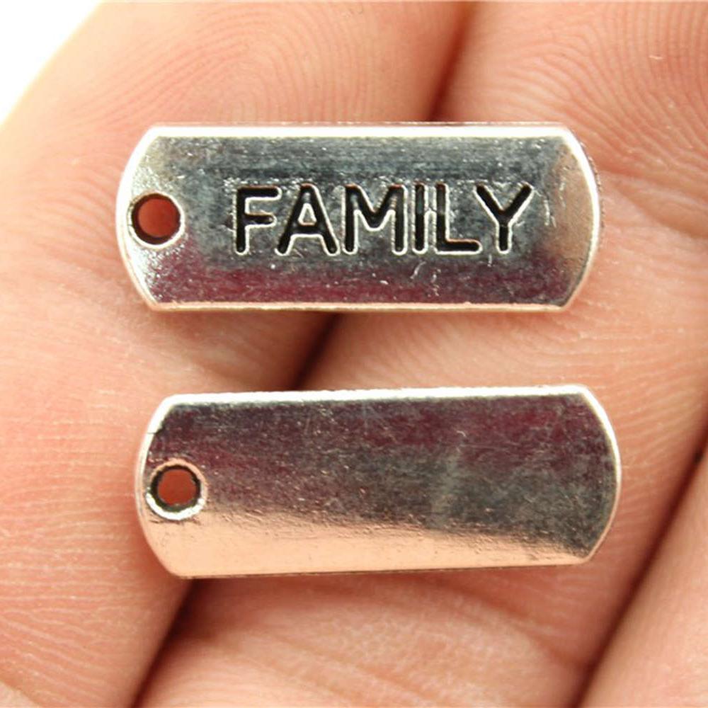 10 stuks Woord Tags Hanger Bedels Antiek Zilverkleur Gezegend Geloof Geloof Vertrouwen Familie Namaste Onbevreesd Droom Hoop Bedels