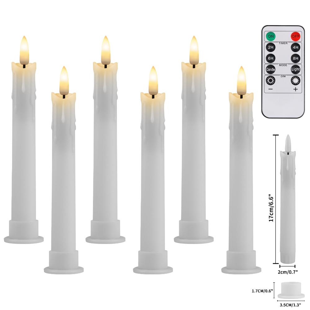 LED Tapered Candles with Remote & Timer Battery Operated Taper Light Candlesticks Window Candles for Wedding Christmas Halloween